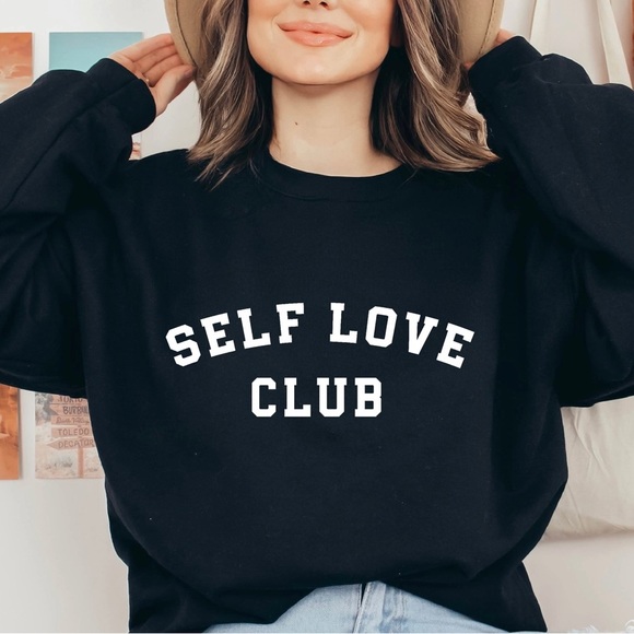 Self Love Club Light Grey Varsity Print Long Sleeve Crewneck Sweatshirt - Picture 8 of 8